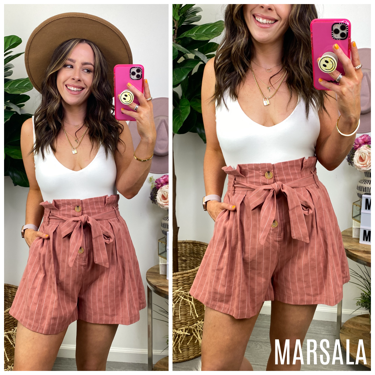 Oxford Lane Striped Button Down Shorts - FINAL SALE - Madison and Mallory