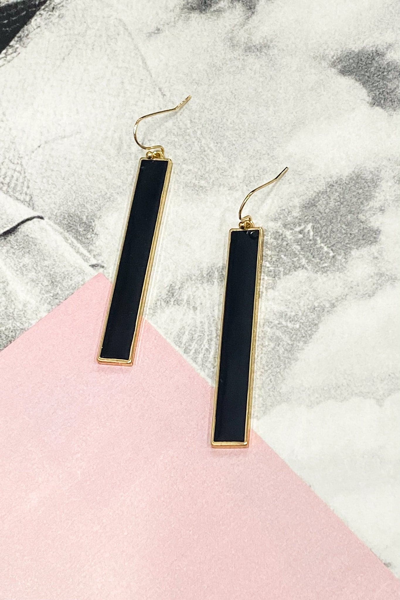 Black Padget Acrylic Drop Earrings - Madison and Mallory