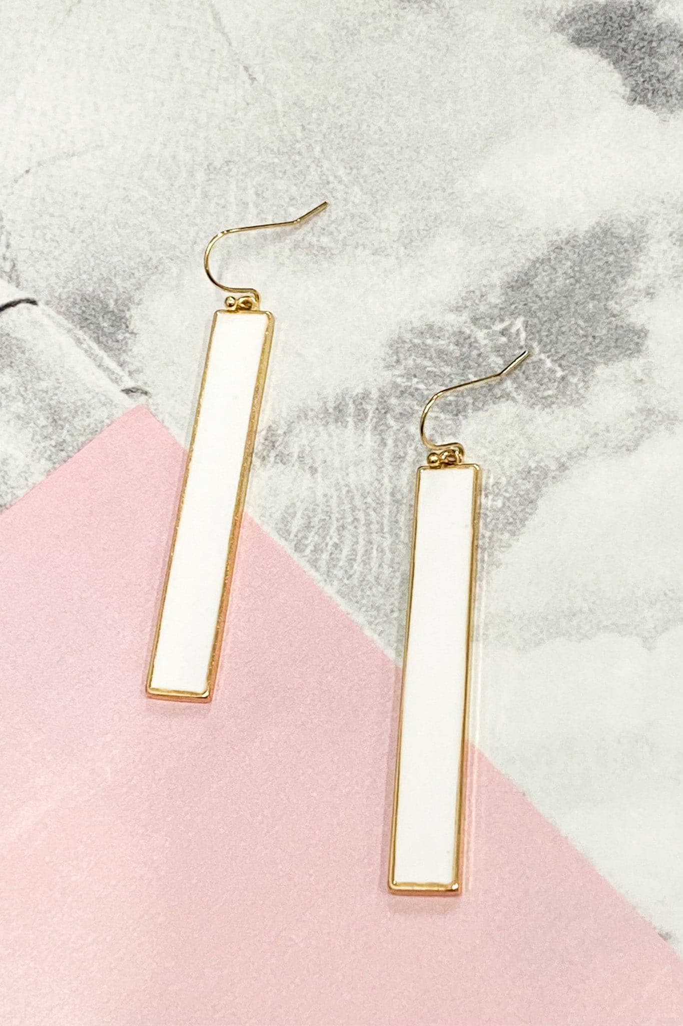 White Padget Acrylic Drop Earrings - Madison and Mallory