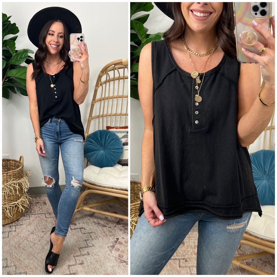 Pattyn Button Detail Relaxed Tank - FINAL SALE - Madison and Mallory