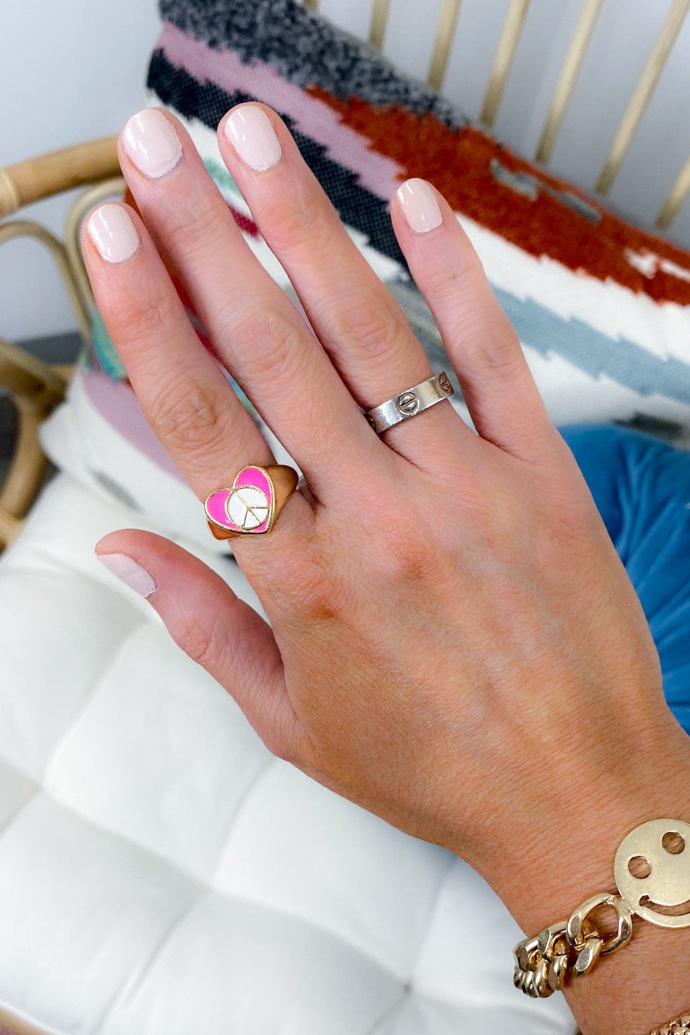 One Size / Fuchsia Peace and Love Ring - Madison and Mallory