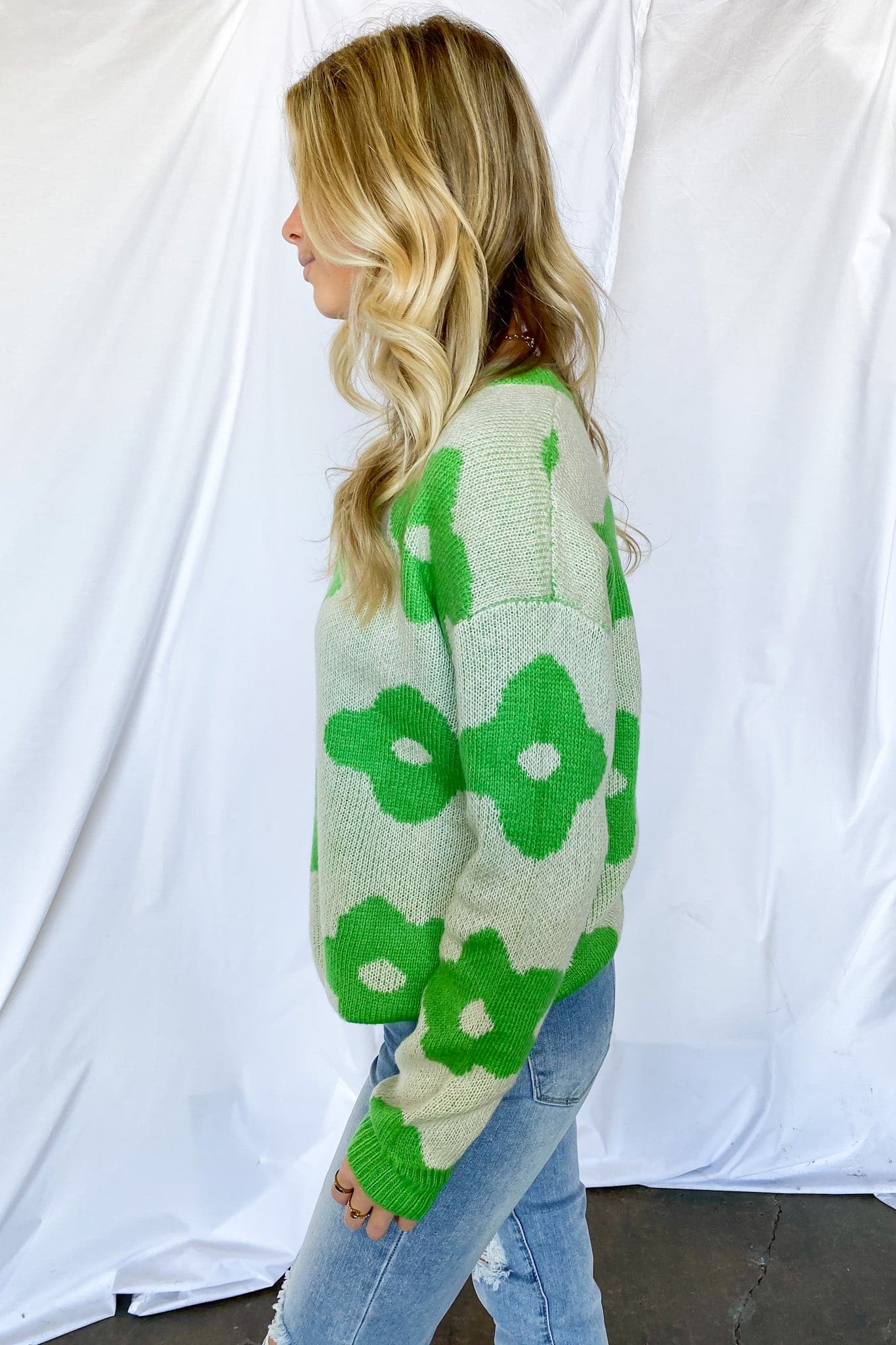  Peak Bloom Color Block Floral Knit Sweater - FINAL SALE - Madison and Mallory