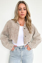  Perfect Promise Cropped Distressed Corduroy Jacket - FINAL SALE - Madison and Mallory