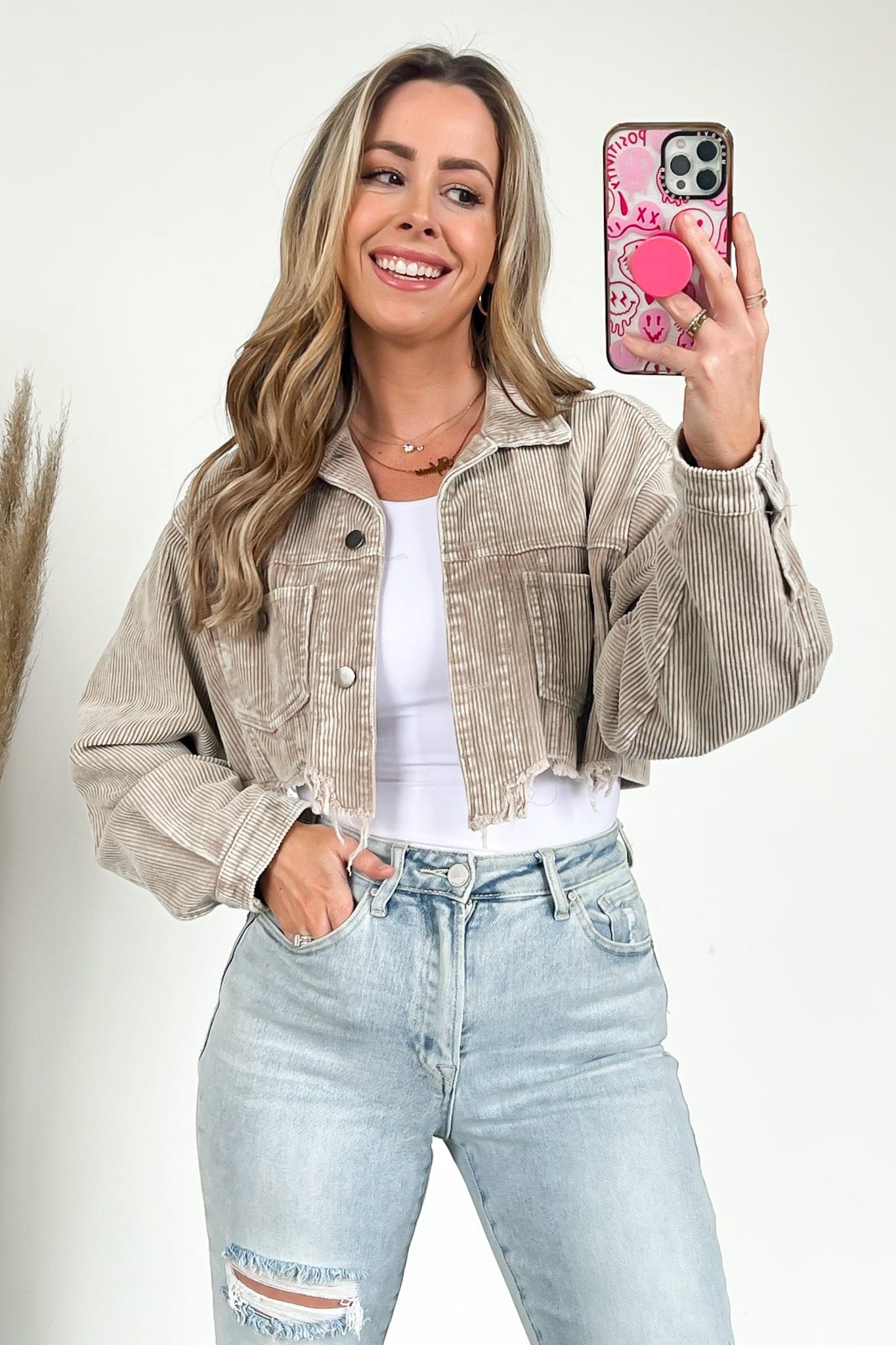  Perfect Promise Cropped Distressed Corduroy Jacket - FINAL SALE - Madison and Mallory