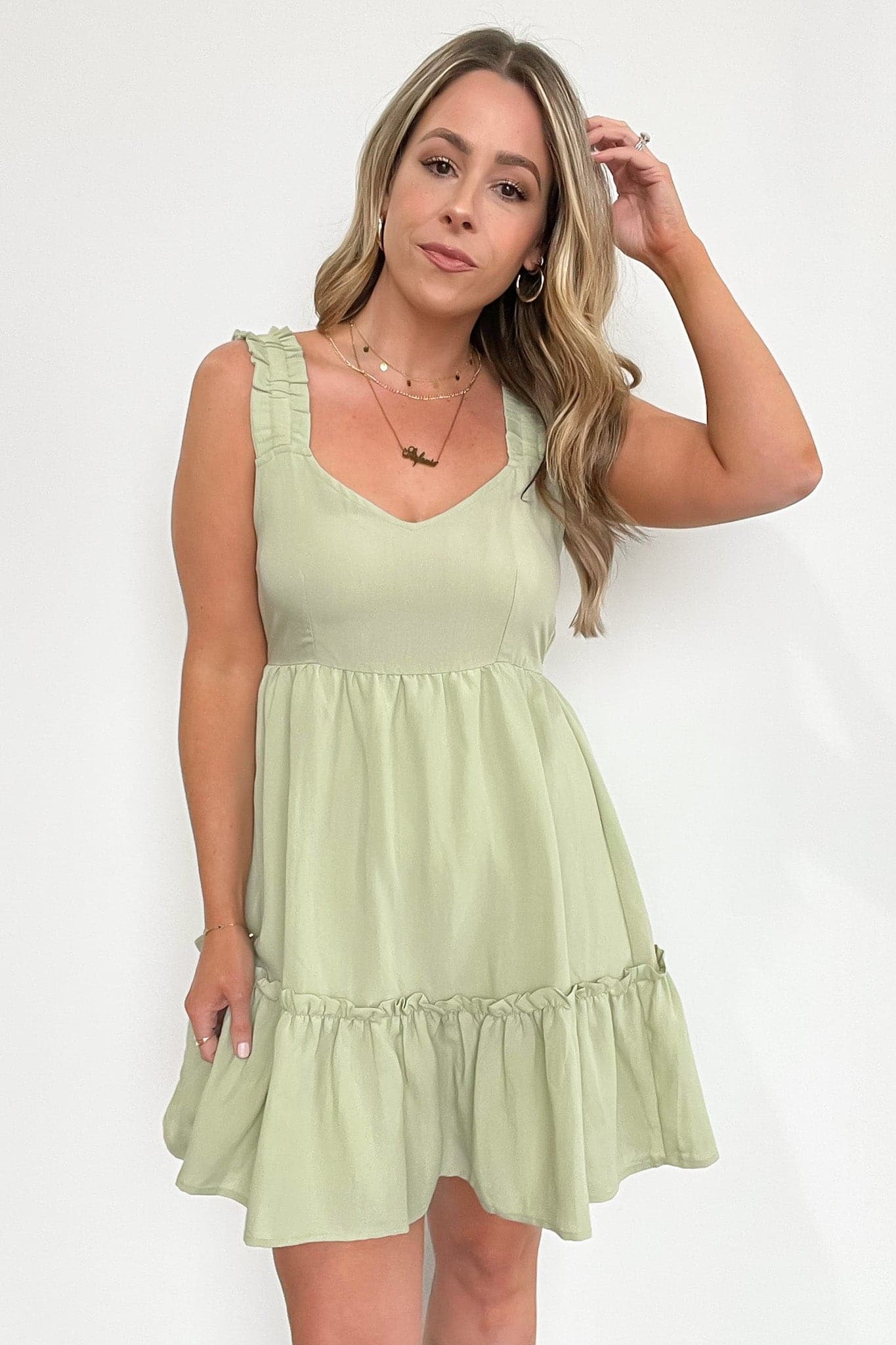  Perfectly Pleased Tiered Ruched Strap Dress - FINAL SALE - Madison and Mallory