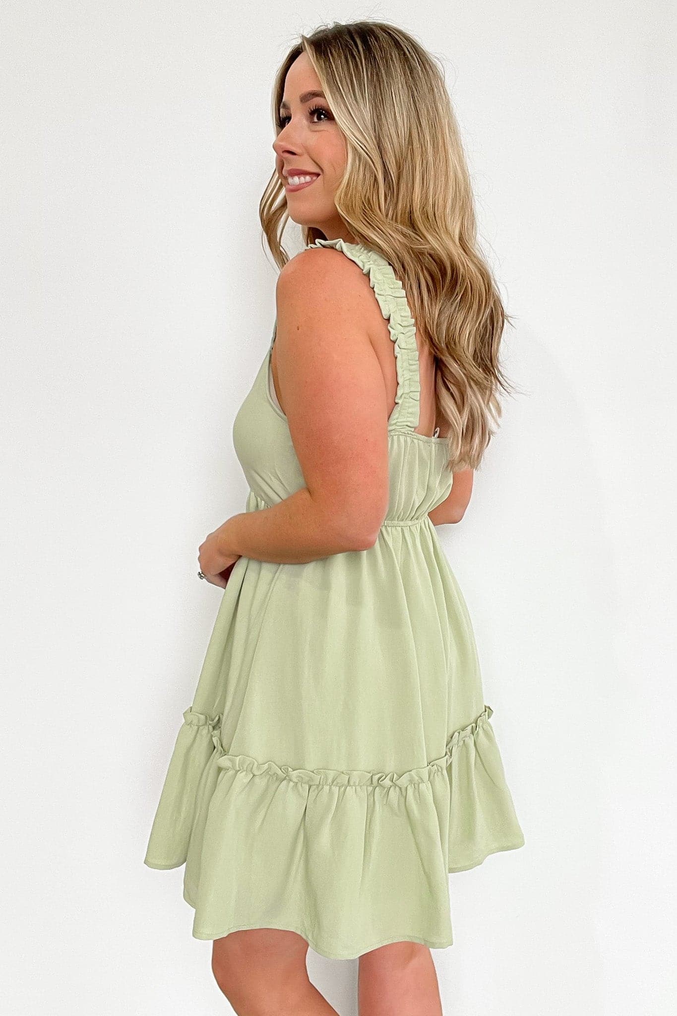  Perfectly Pleased Tiered Ruched Strap Dress - BACK IN STOCK - Madison and Mallory