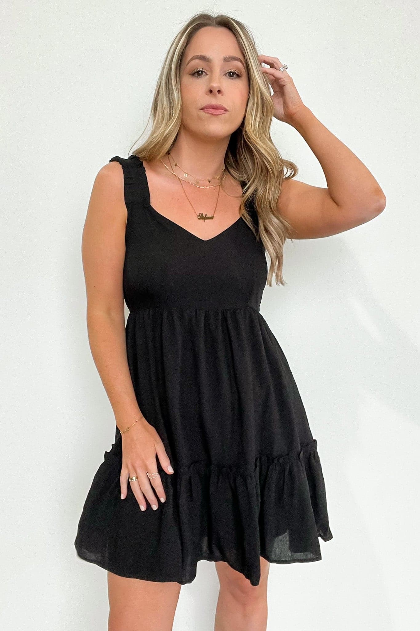  Perfectly Pleased Tiered Ruched Strap Dress - BACK IN STOCK - Madison and Mallory