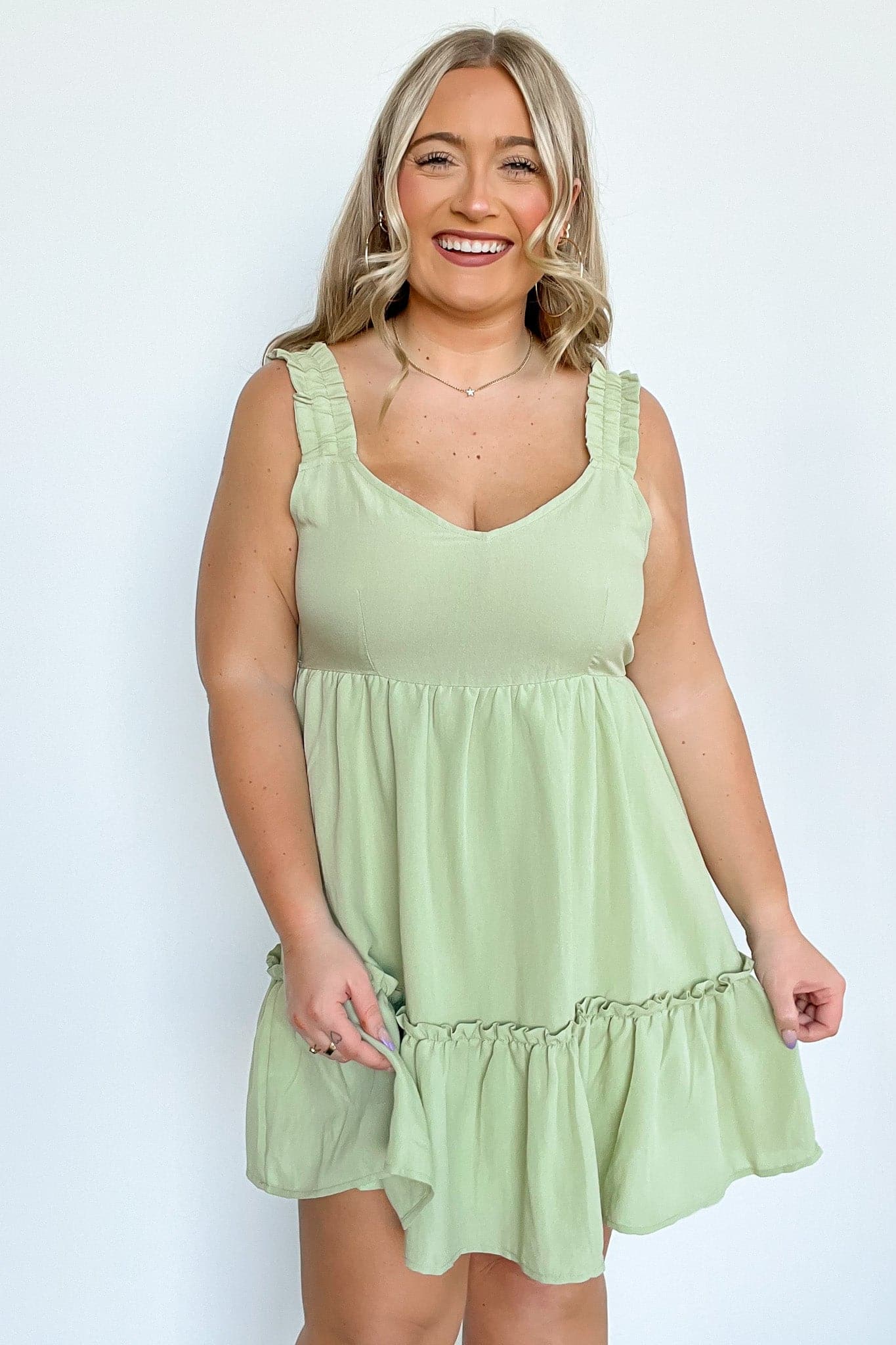  Perfectly Pleased Tiered Ruched Strap Dress - FINAL SALE - Madison and Mallory