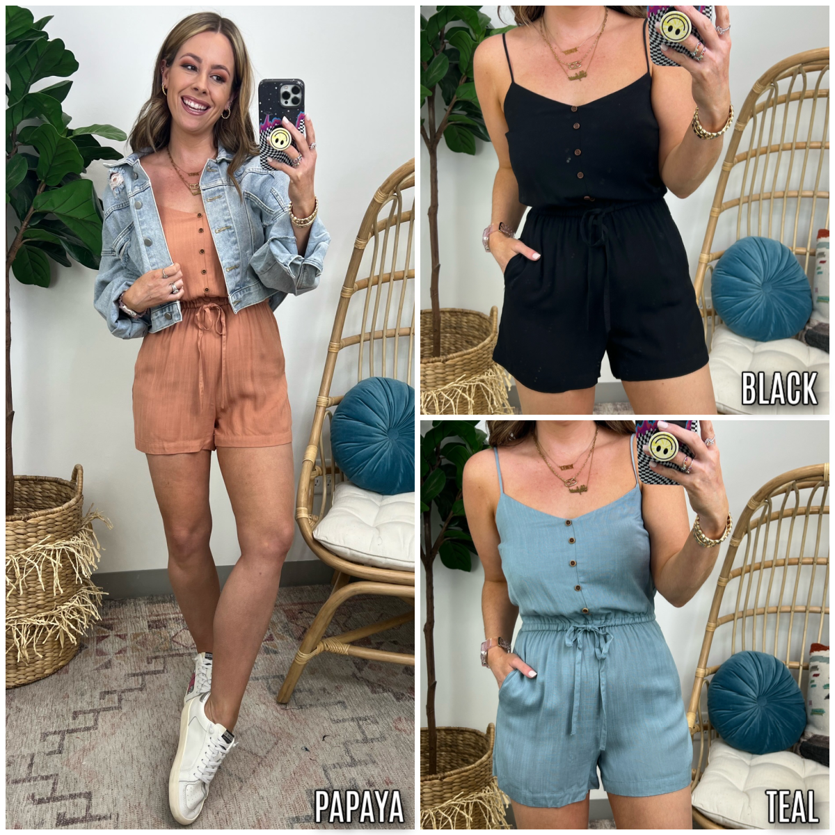  Pierre Button Down Drawstring Romper - Madison and Mallory