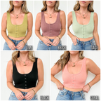 Play by the Rules Ribbed Snap Button Crop Tank - FINAL SALE - Madison and Mallory