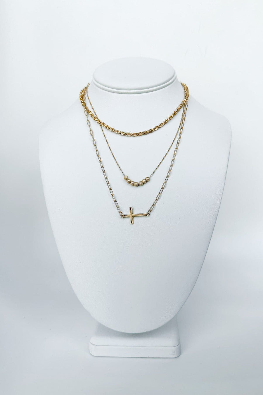 Gold Pomeline Cross Chain Layered Necklace - FINAL SALE - Madison and Mallory