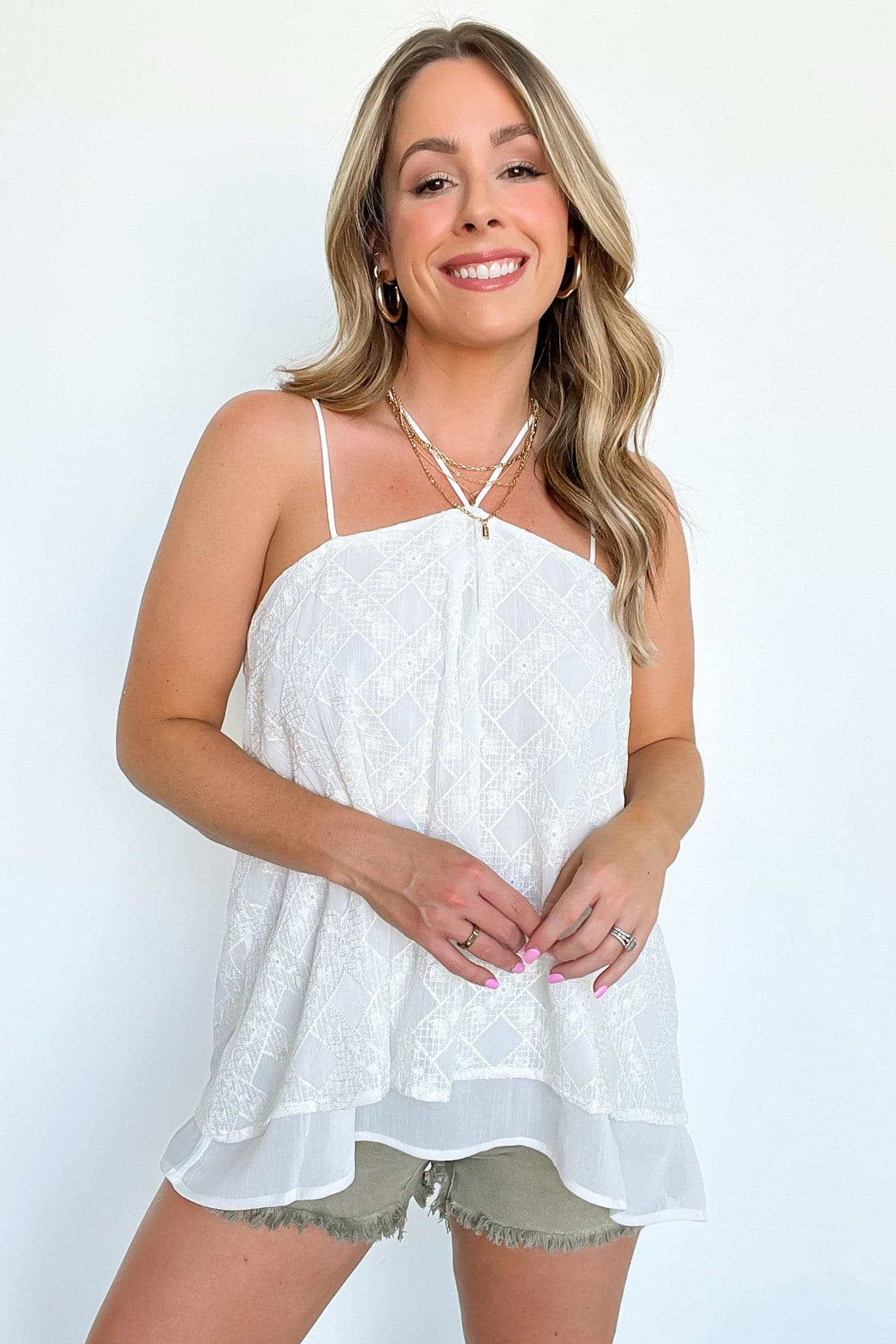  Pretty Ideal Flowy Flounce Strappy Tank Top - FINAL SALE - Madison and Mallory