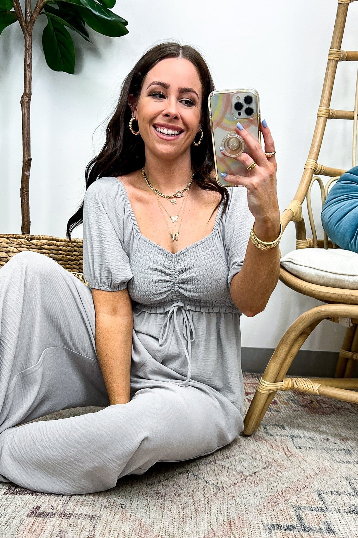  Quiet Escape Smocked Ruched Jumpsuit - FINAL SALE - Madison and Mallory