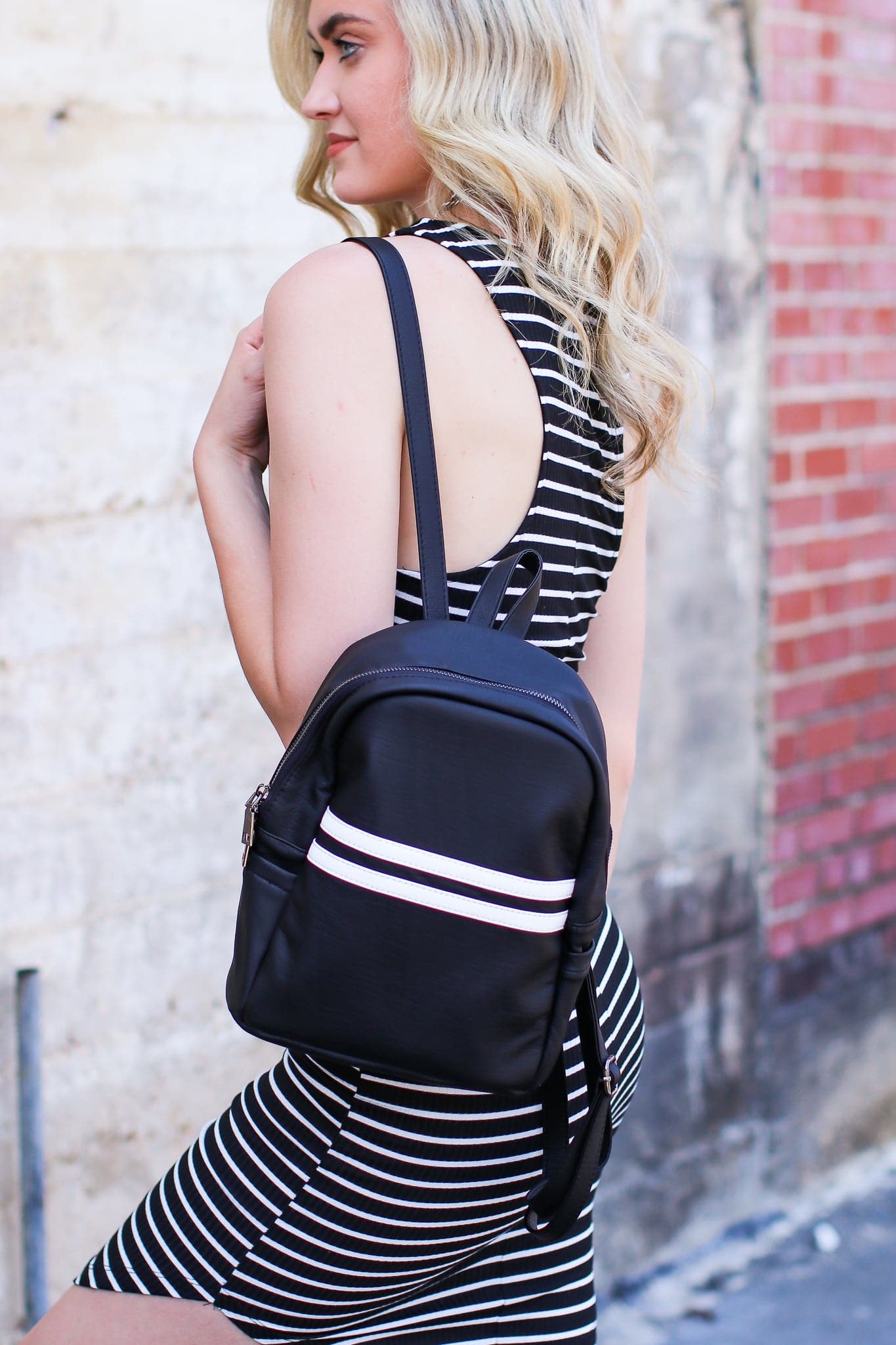  Race Is On Striped Backpack - FINAL SALE - Madison and Mallory