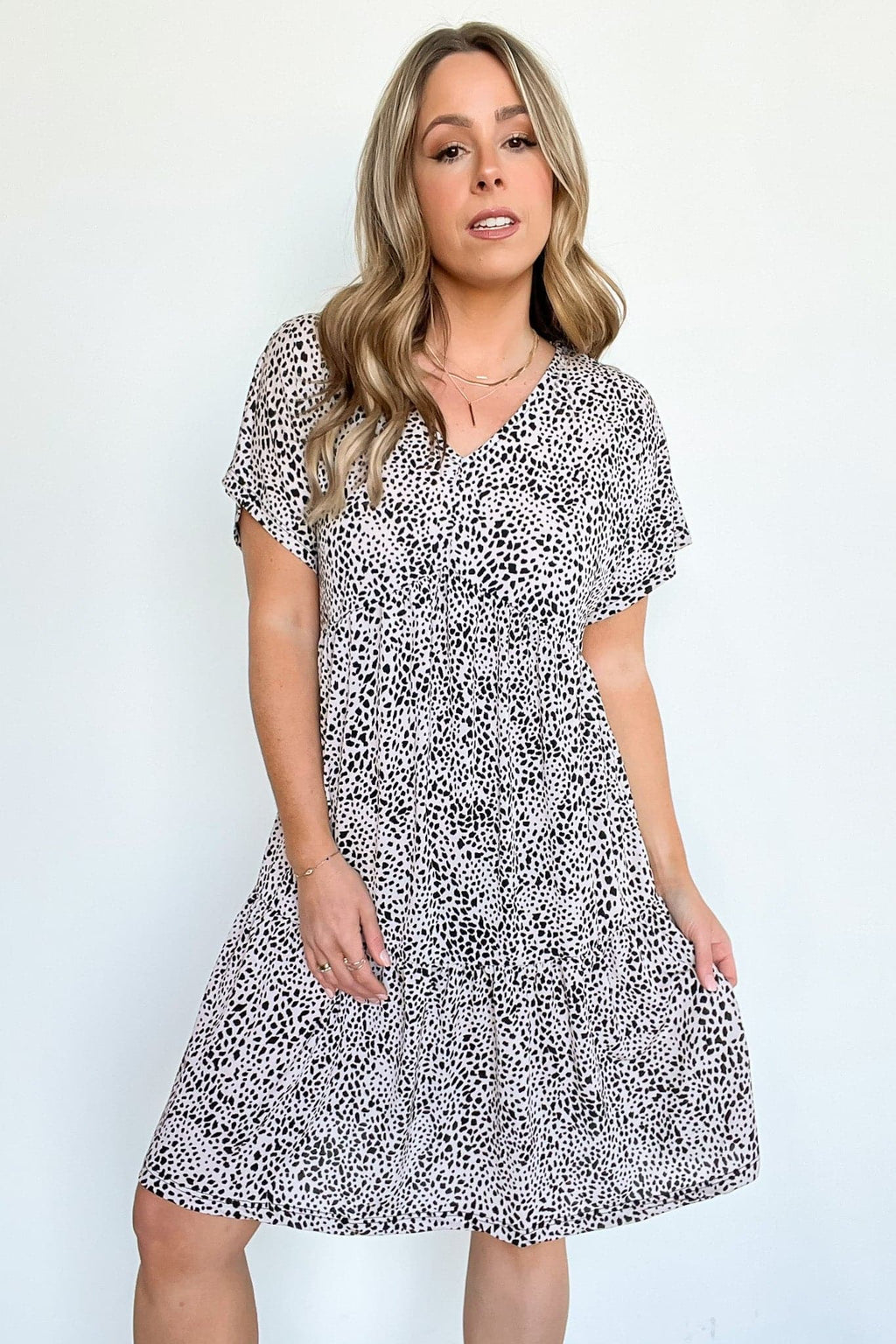  Rakita V-Neck Animal Print Tiered Dress - FINAL SALE - Madison and Mallory