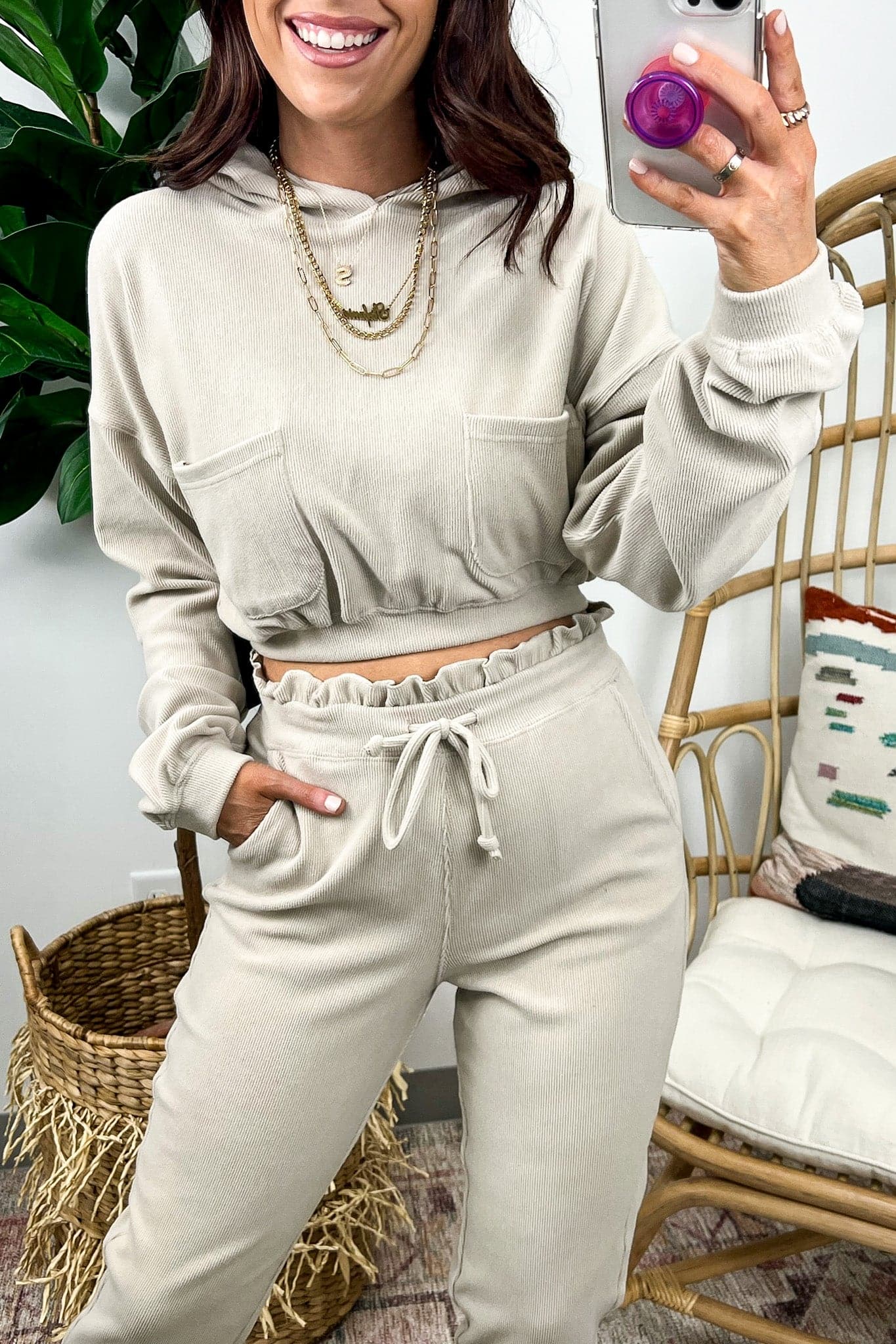  Ramone Ribbed Cropped Hoodie Top - FINAL SALE - Madison and Mallory