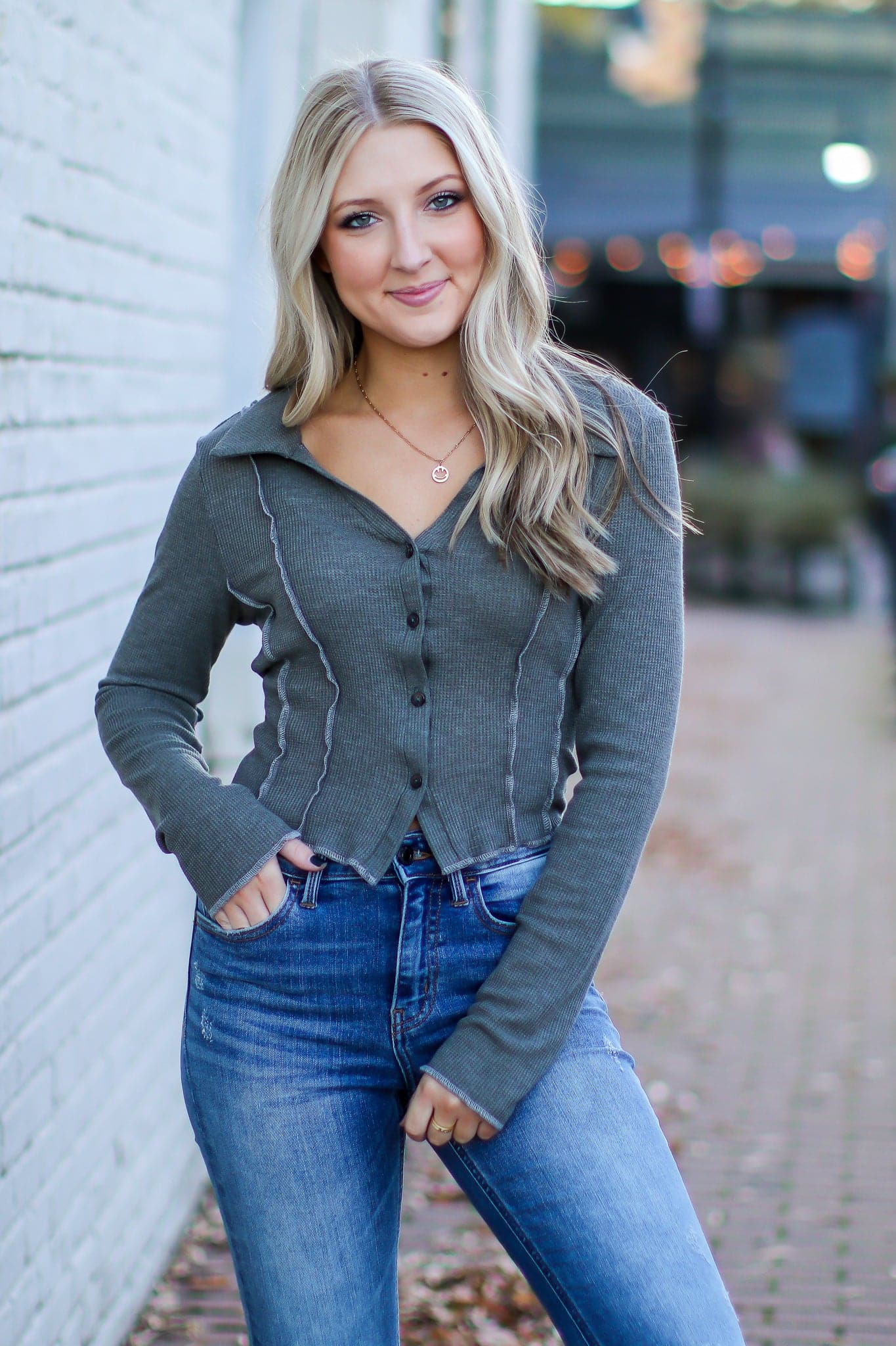 S / Olive Raymay Long Sleeve Button Down Top - FINAL SALE - Madison and Mallory