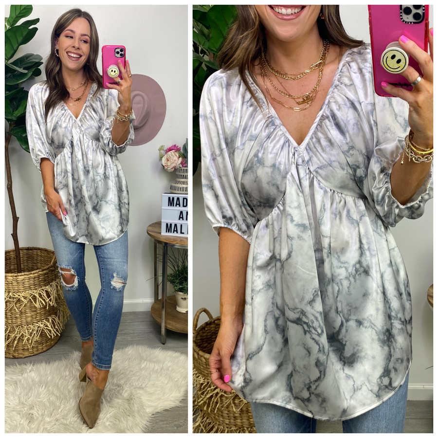 Reasonable Timing Cloud Wash V-Neck Top - FINAL SALE - Madison and Mallory