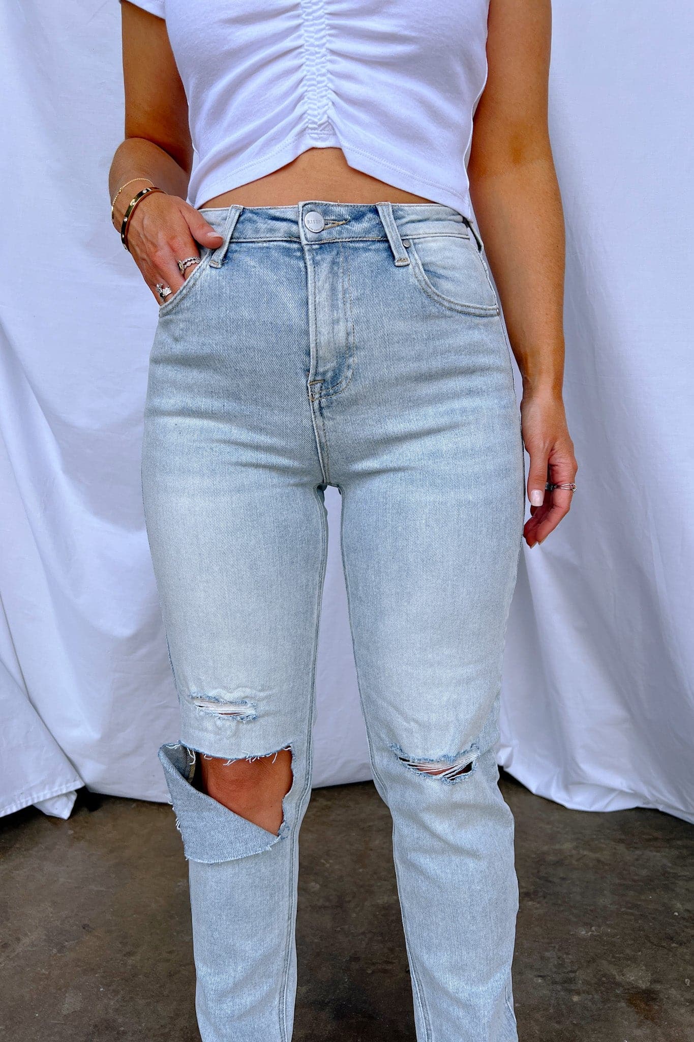  Reinah High Rise Distressed Relaxed Jeans - FINAL SALE - Madison and Mallory