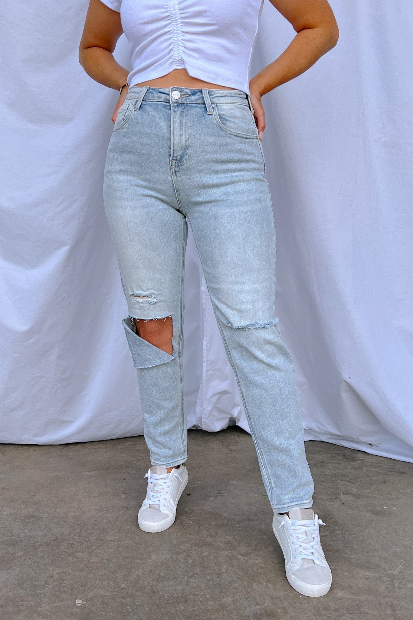  Reinah High Rise Distressed Relaxed Jeans - FINAL SALE - Madison and Mallory