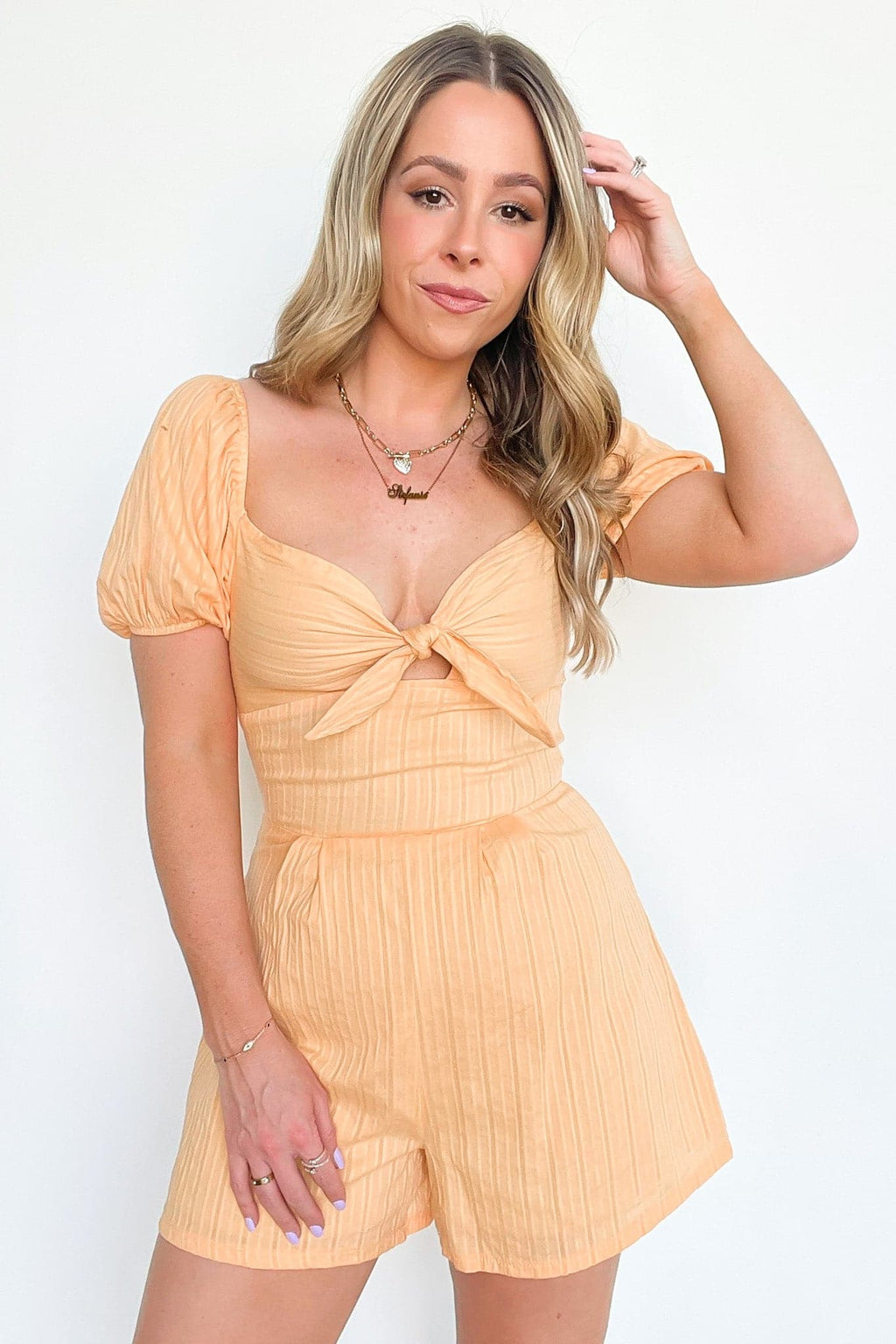  Remembering Moments Tie Front Romper - FINAL SALE - Madison and Mallory