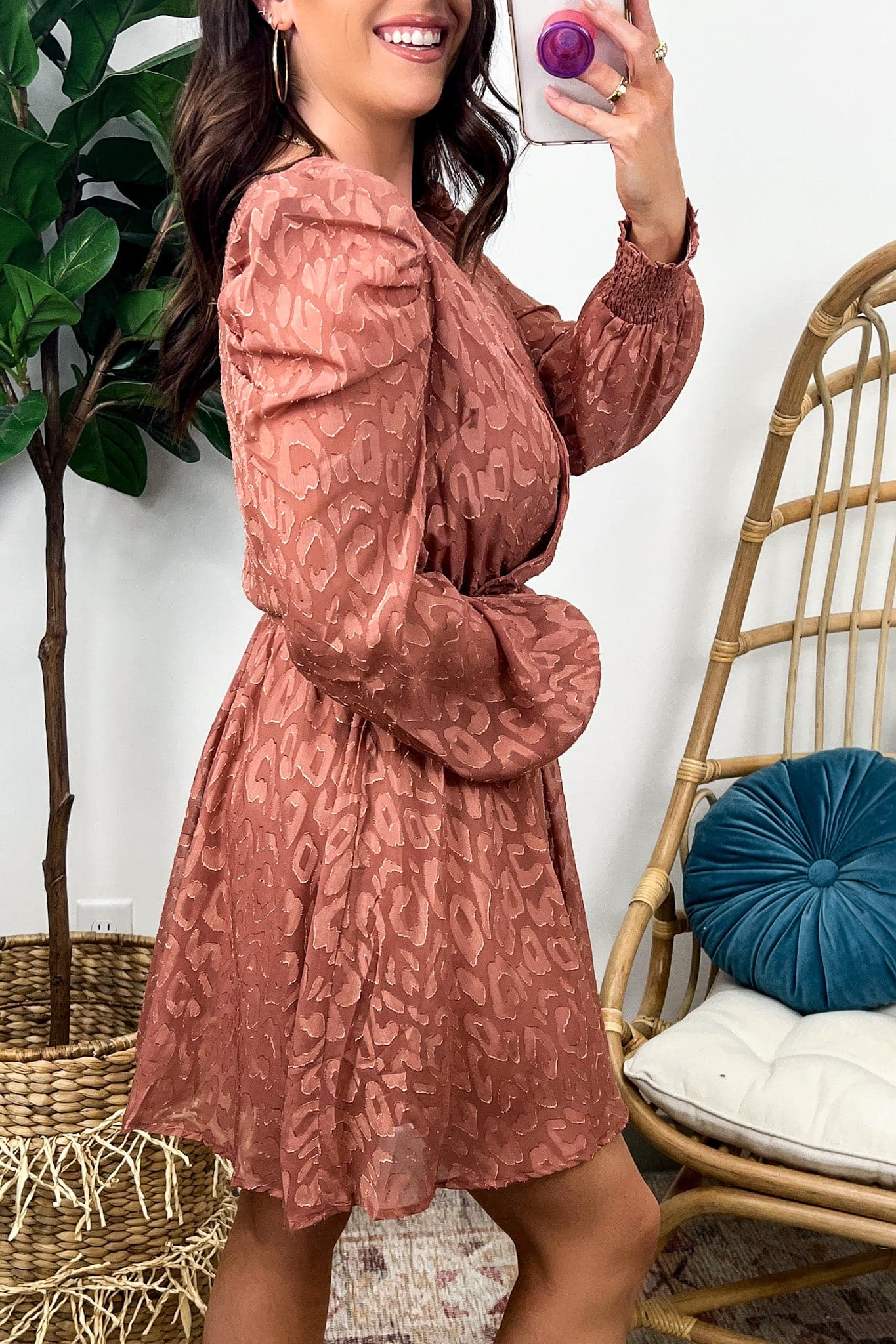  Rhae Jacquard Animal Print Surplice Dress - FINAL SALE - Madison and Mallory