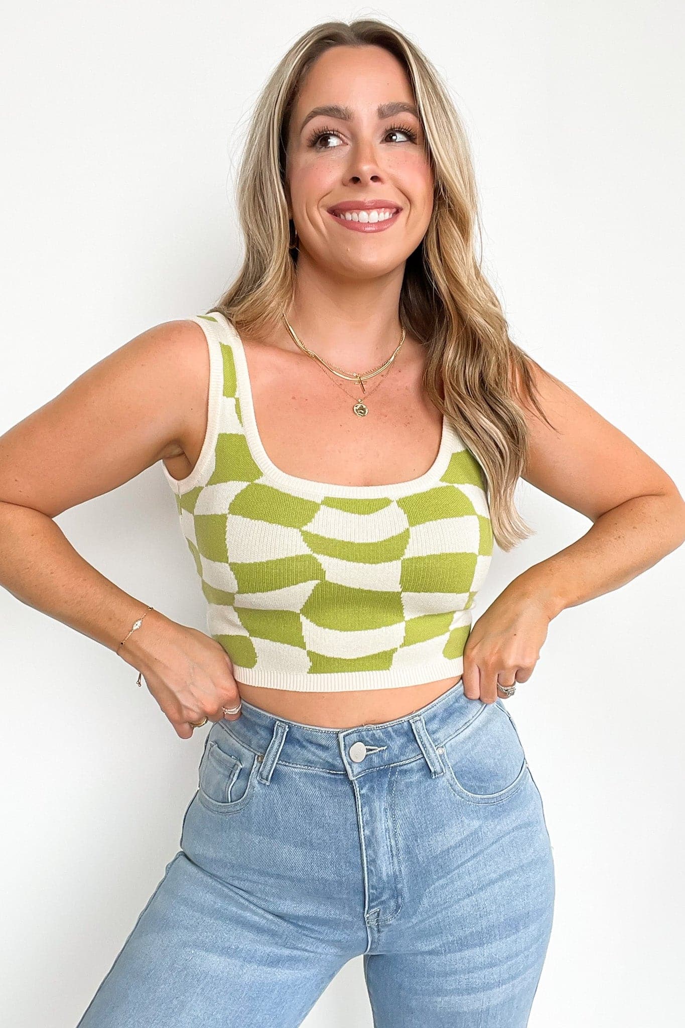  Rhythm Checker Knit Top - FINAL SALE - Madison and Mallory