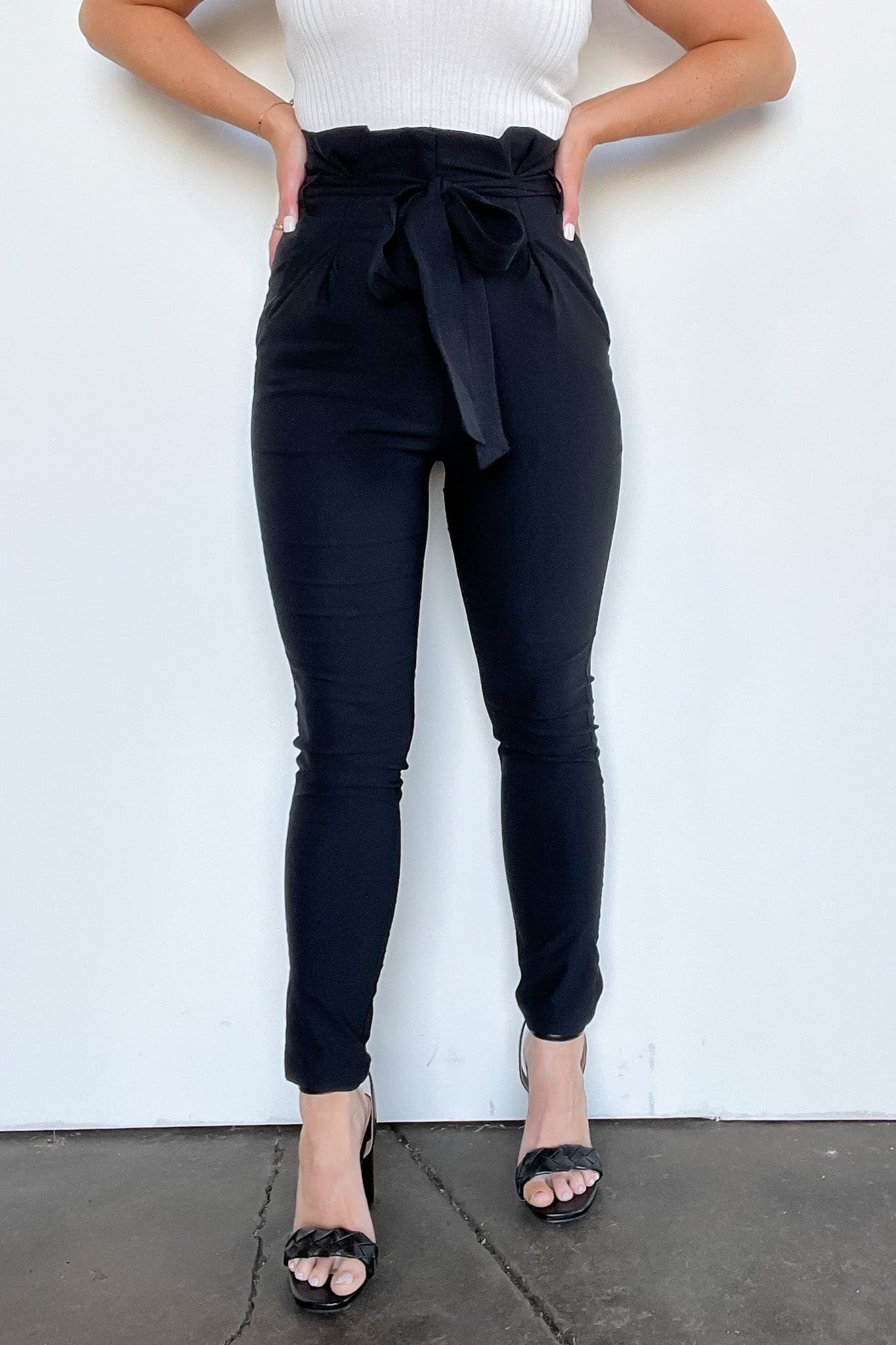  Riona Ruffled Waist Tie Skinny Pants - BACK IN STOCK - Madison and Mallory