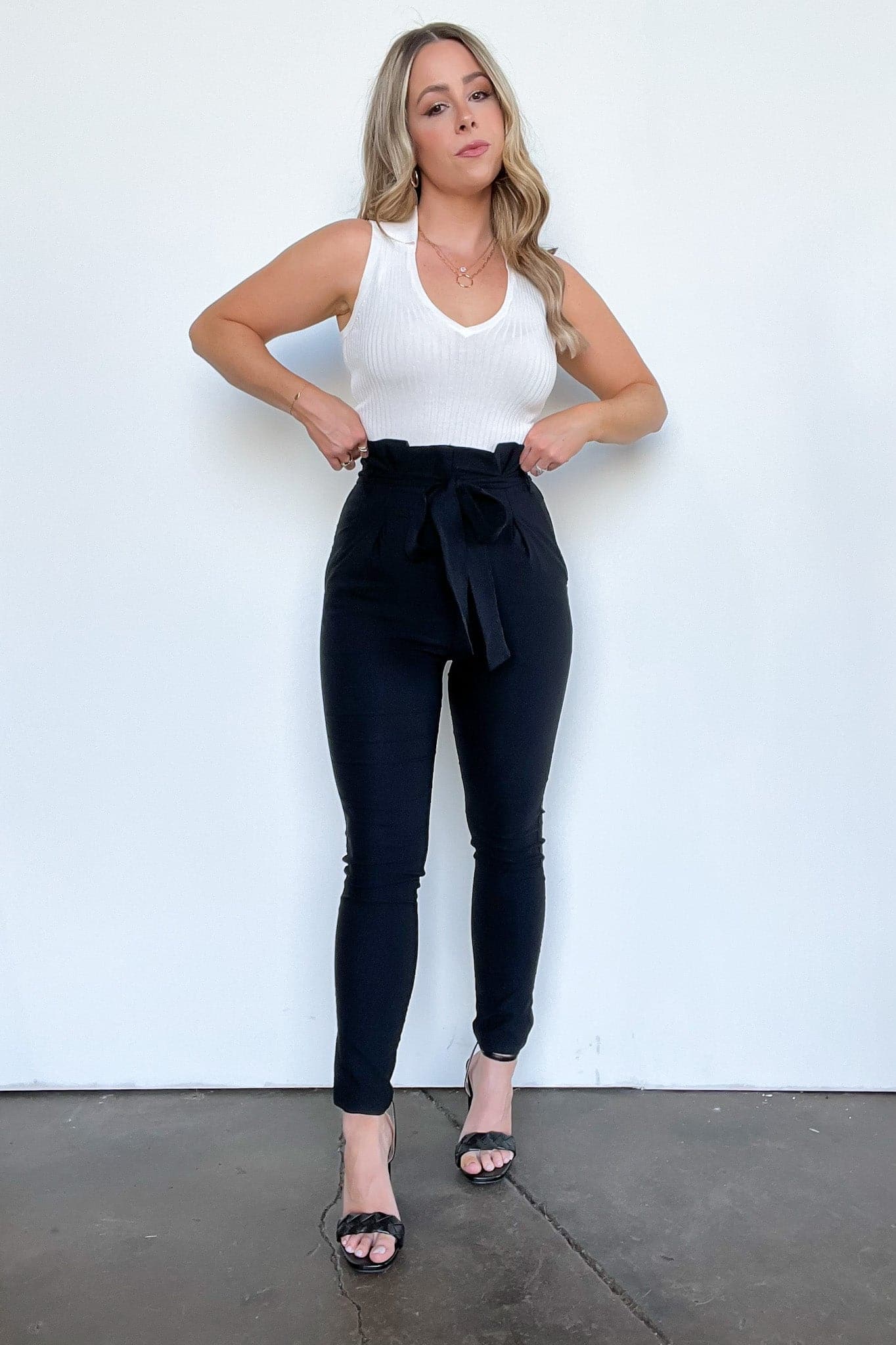  Riona Ruffled Waist Tie Skinny Pants - BACK IN STOCK - Madison and Mallory
