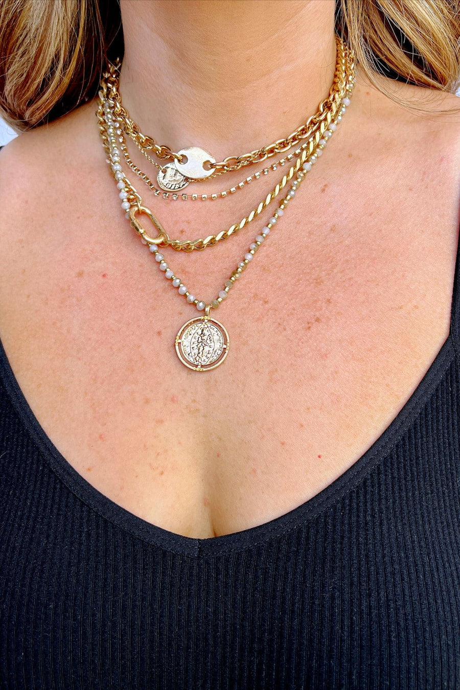 Ivory Rites of Passage Chain and Coin Layered Necklace - BACK IN STOCK - Madison and Mallory
