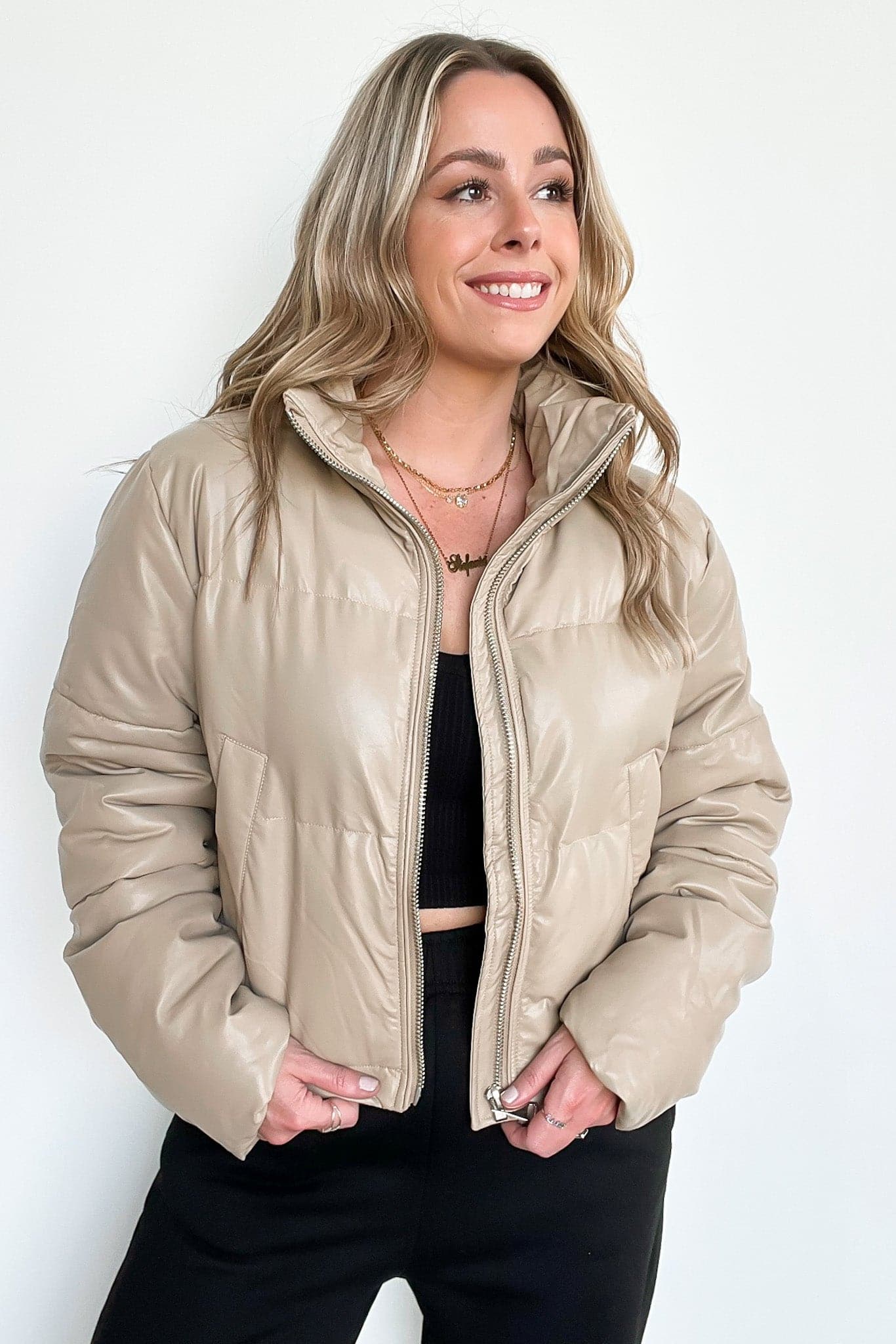  The Ritzy Faux Leather Puffer Jacket - FINAL SALE - Madison and Mallory
