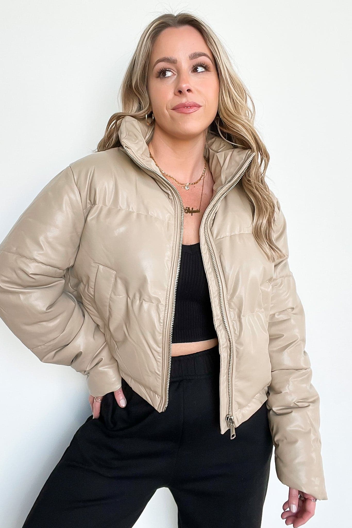  The Ritzy Faux Leather Puffer Jacket - FINAL SALE - Madison and Mallory