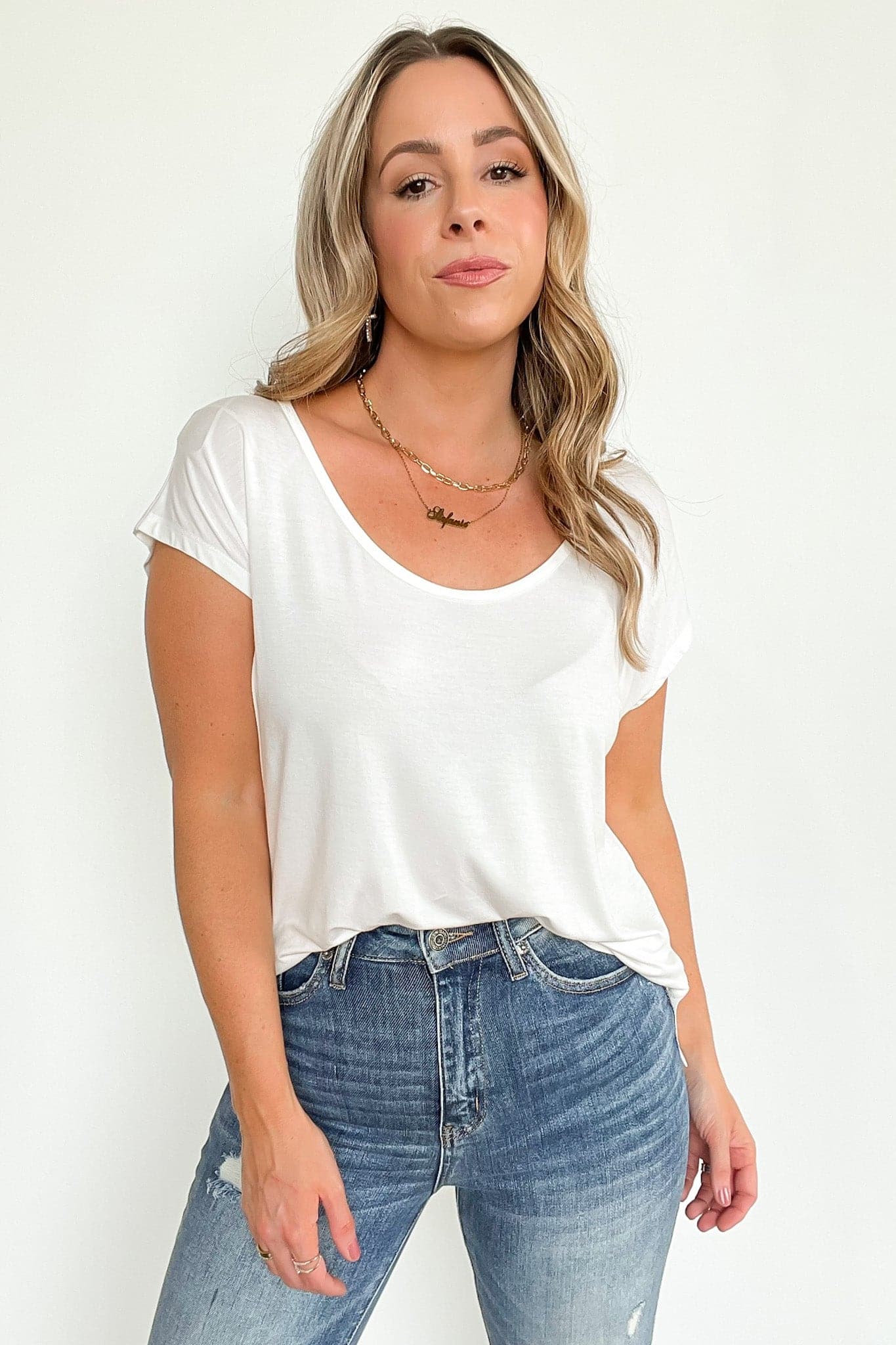  Rosha Scoop Neck Short Sleeve Top - FINAL SALE - Madison and Mallory