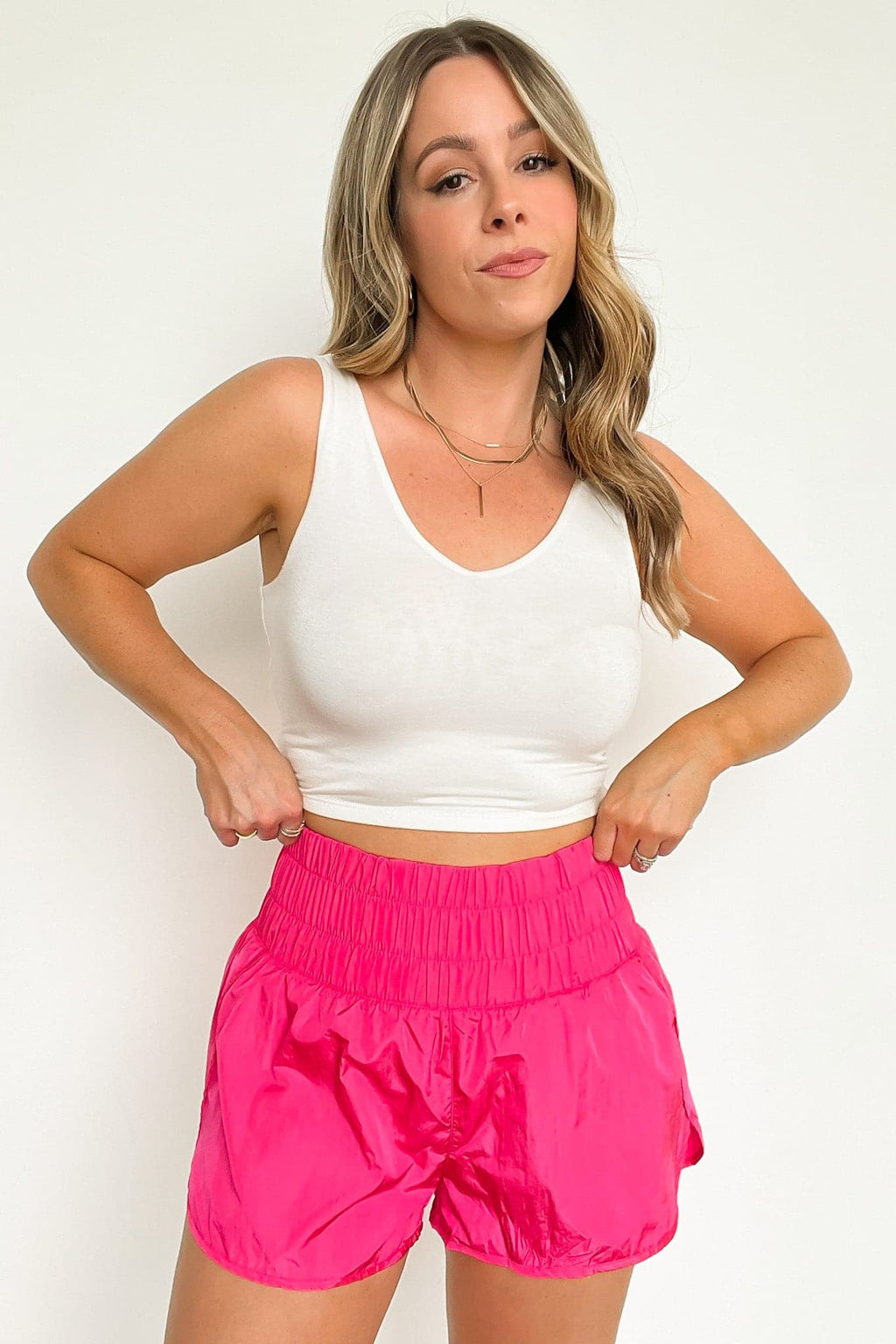 Fuchsia / S Run Around High Waist Smocked Athletic Shorts - FINAL SALE - Madison and Mallory