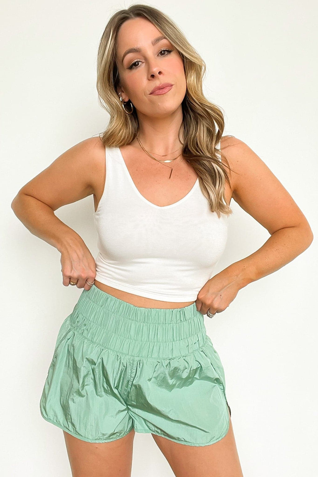 Run Around High Waist Smocked Athletic Shorts - FINAL SALE - Madison and Mallory