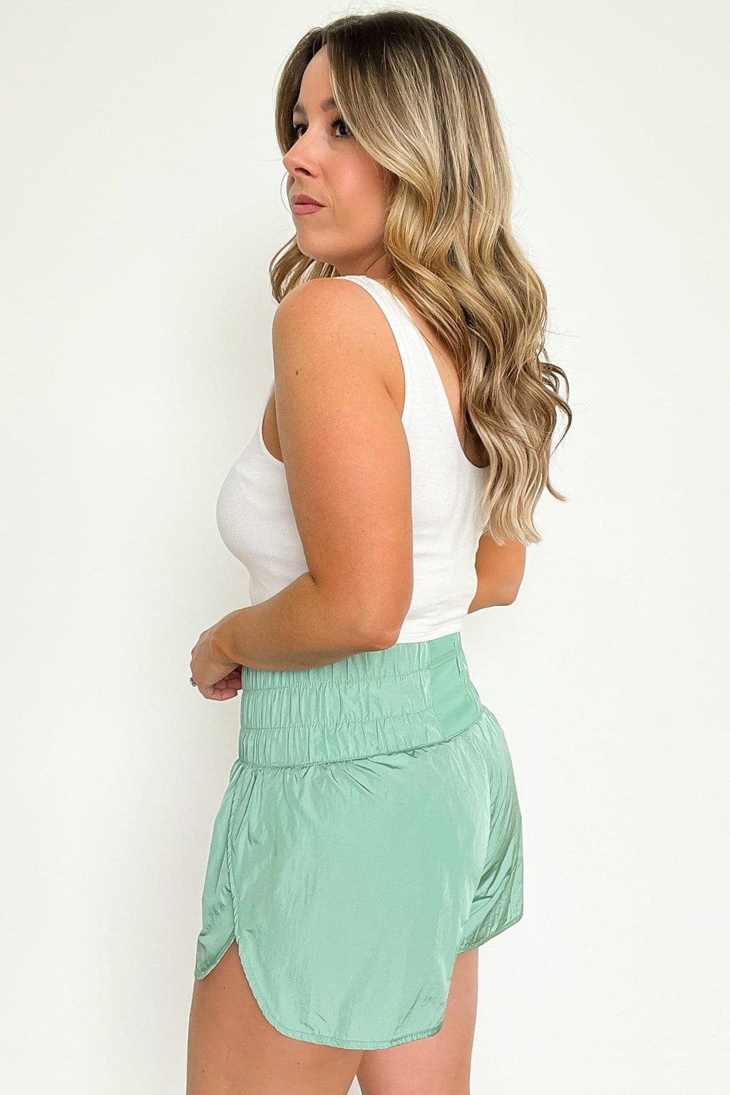 Run Around High Waist Smocked Athletic Shorts - FINAL SALE - Madison and Mallory