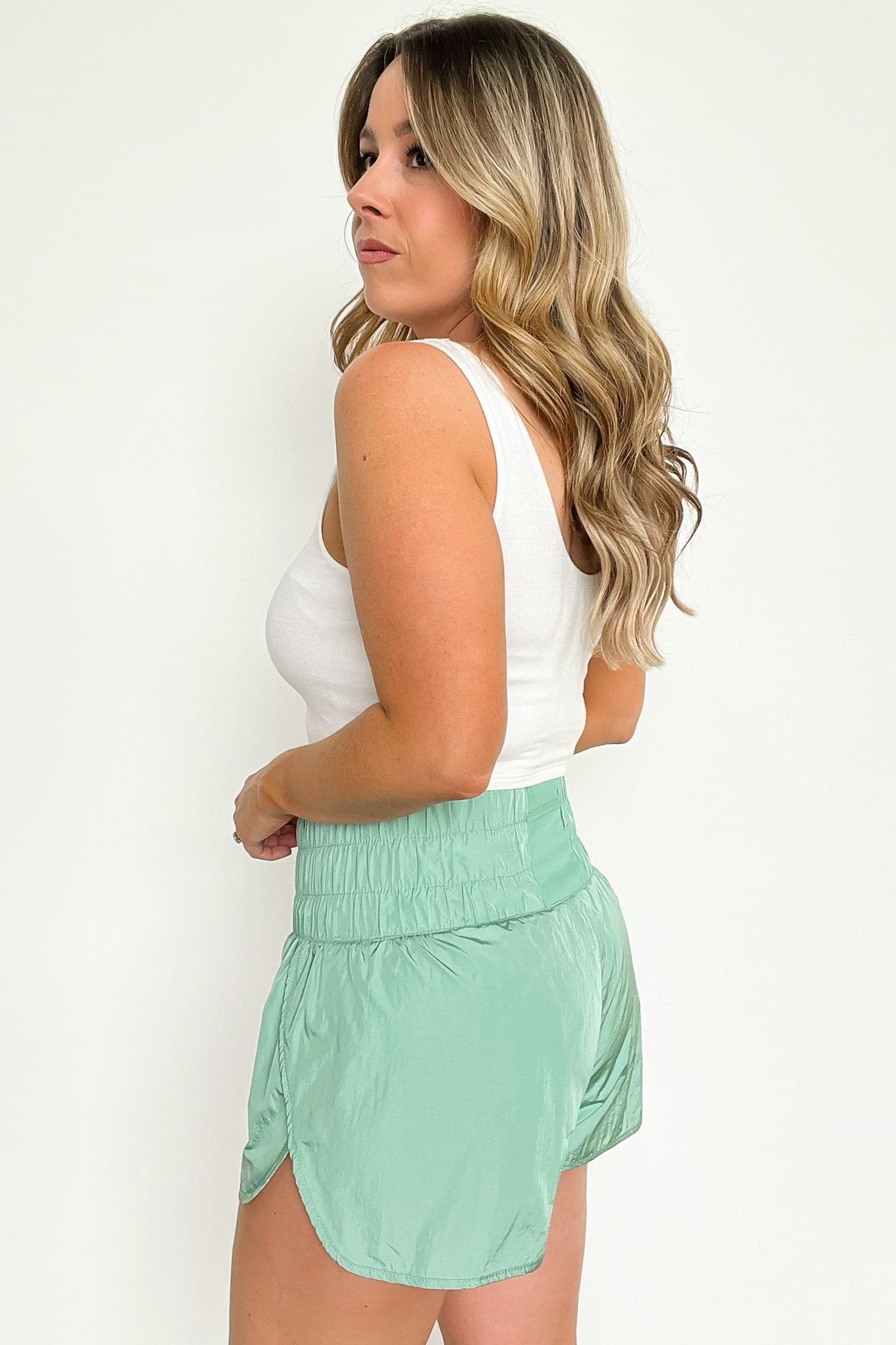 Run Around High Waist Smocked Athletic Shorts - FINAL SALE - Madison and Mallory