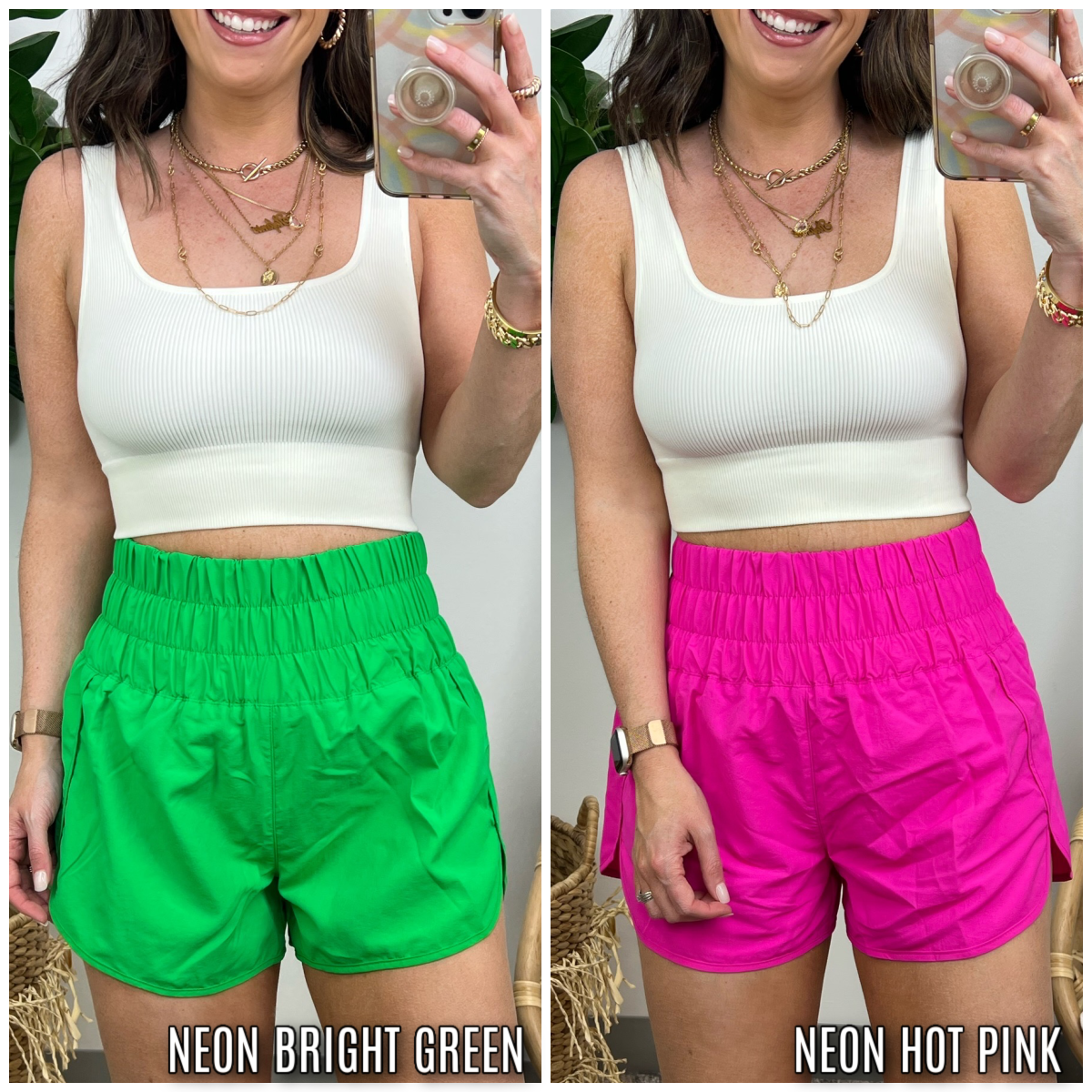 Smocked Waist Hot Pink Shorts Smocked Waist Hot Pink Shorts