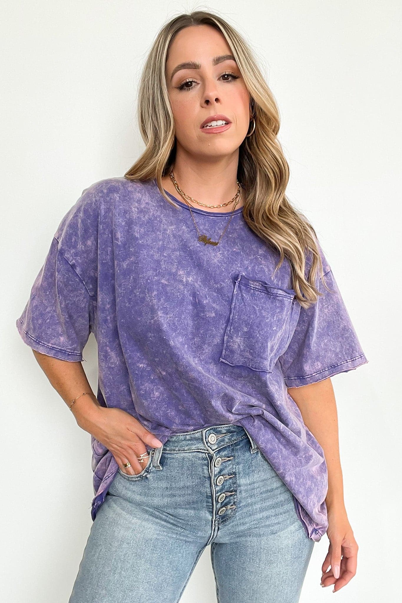 Salinah Acid Wash Relaxed Fit Pocket Top - BACK IN STOCK · Madison ...