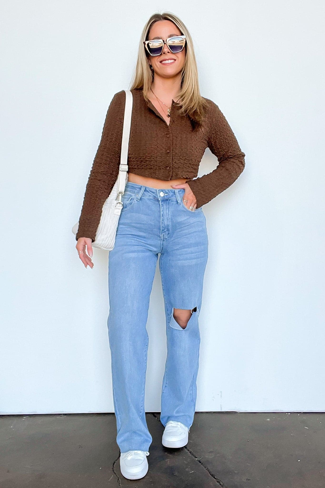  Sanya Textured Knit Cropped Button Cardigan - FINAL SALE - Madison and Mallory