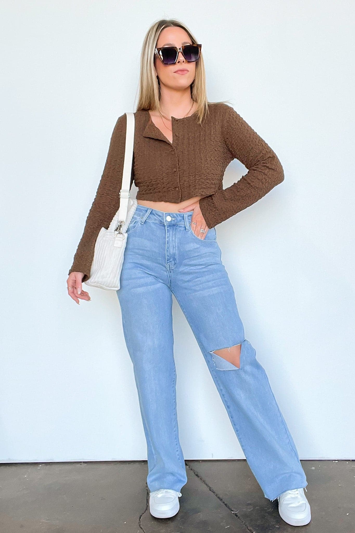 Sanya Textured Knit Cropped Button Cardigan - FINAL SALE - Madison and Mallory