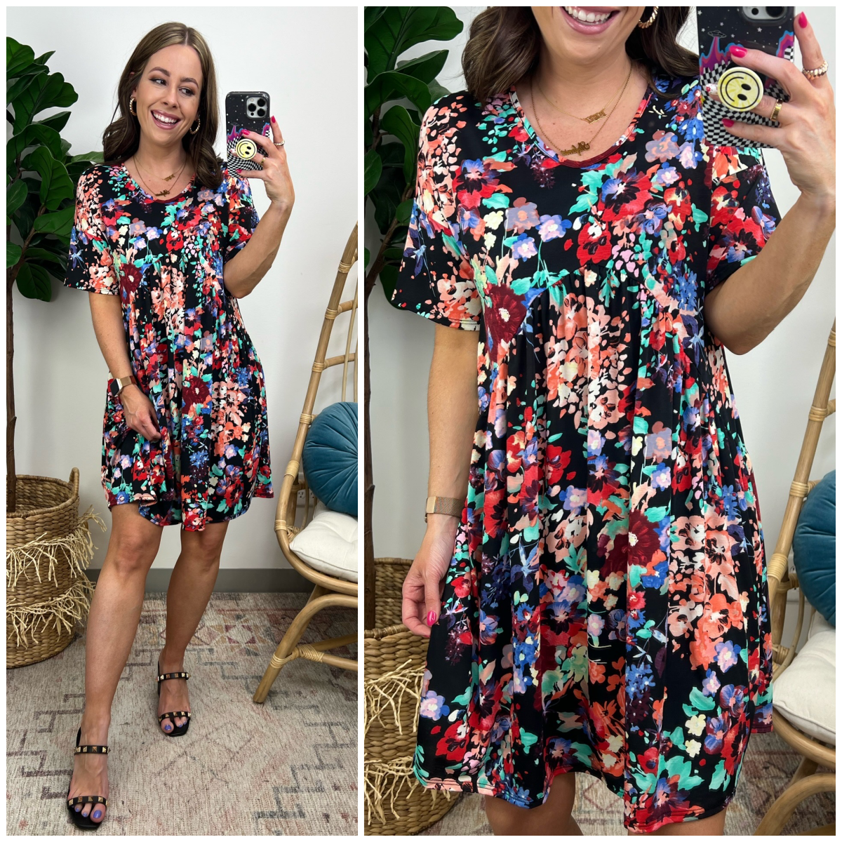  Saturday Afternoon Floral Print Babydoll Dress - Madison and Mallory