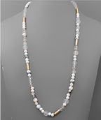White Salidah Long Beaded Necklace - FINAL SALE - Madison and Mallory