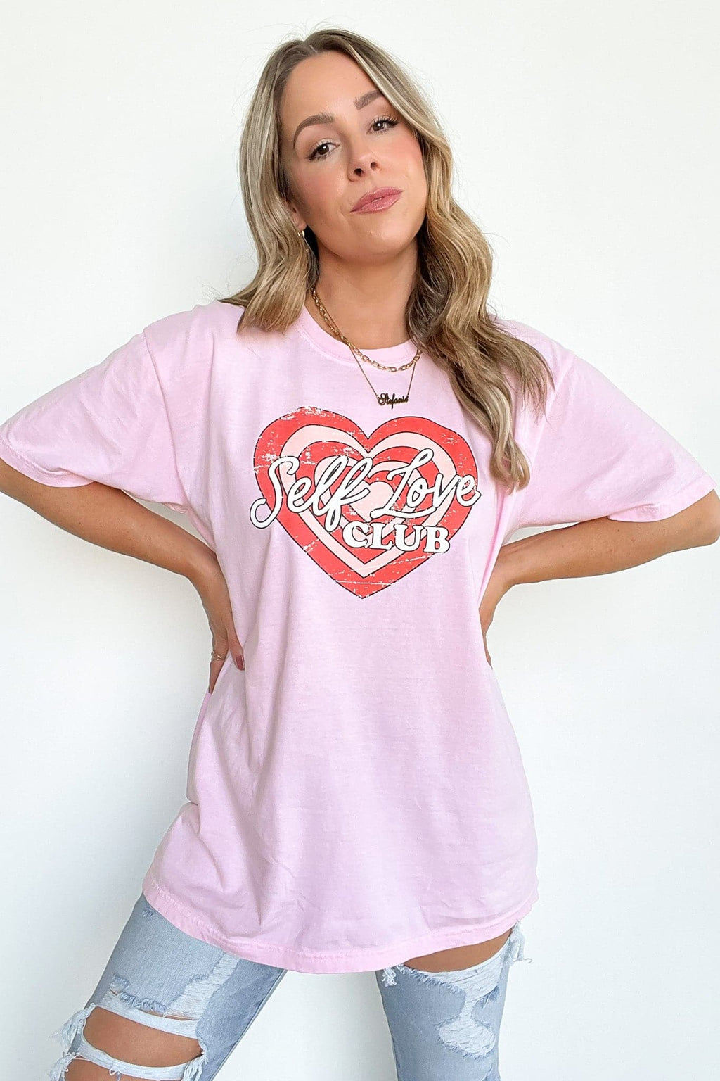  Self Love Club Vintage Relaxed Graphic Tee | CURVE - FINAL SALE - Madison and Mallory