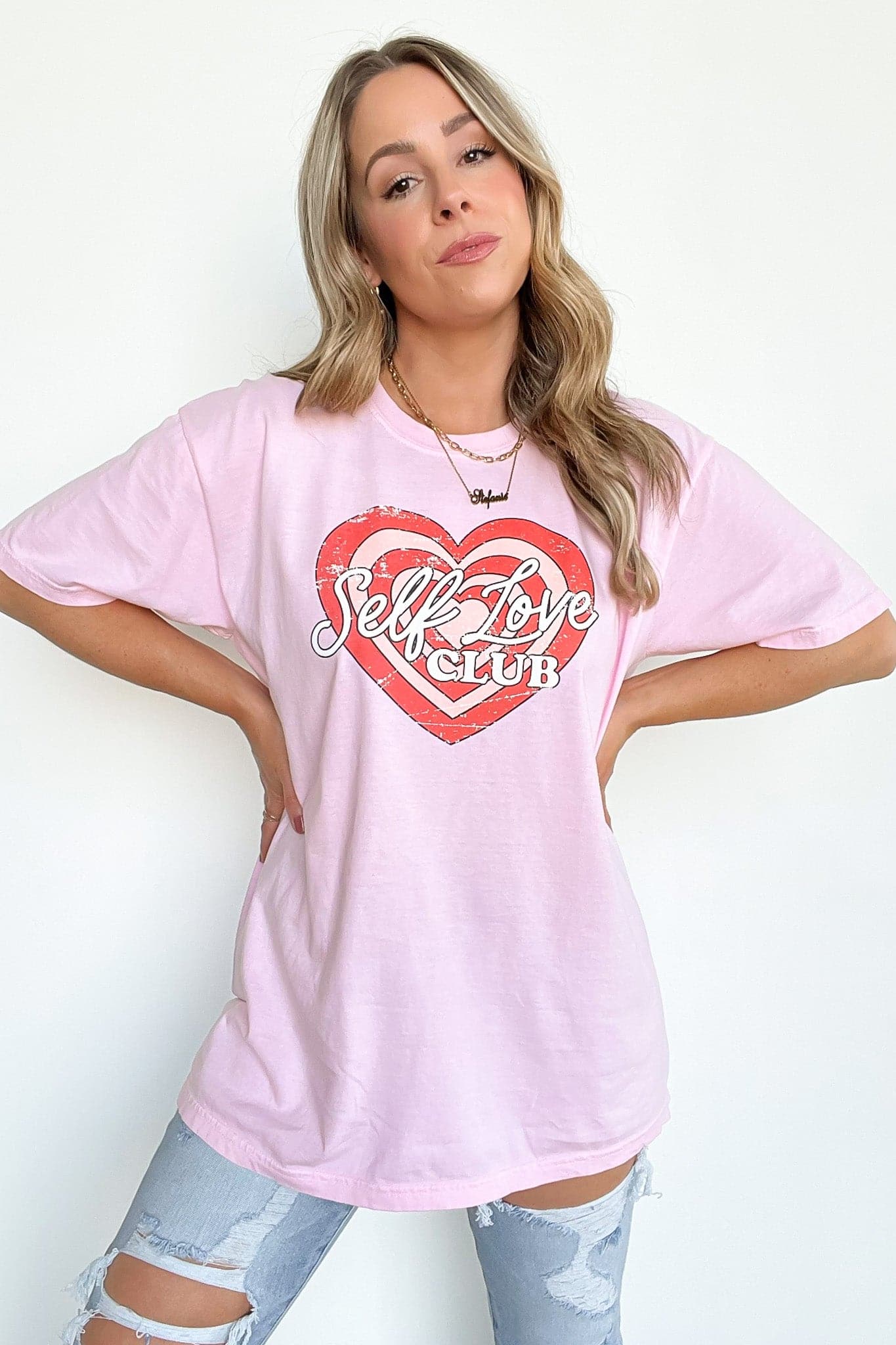  Self Love Club Vintage Relaxed Graphic Tee | CURVE - FINAL SALE - Madison and Mallory