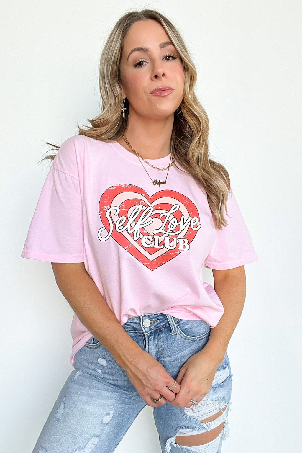  Self Love Club Vintage Relaxed Graphic Tee | CURVE - FINAL SALE - Madison and Mallory