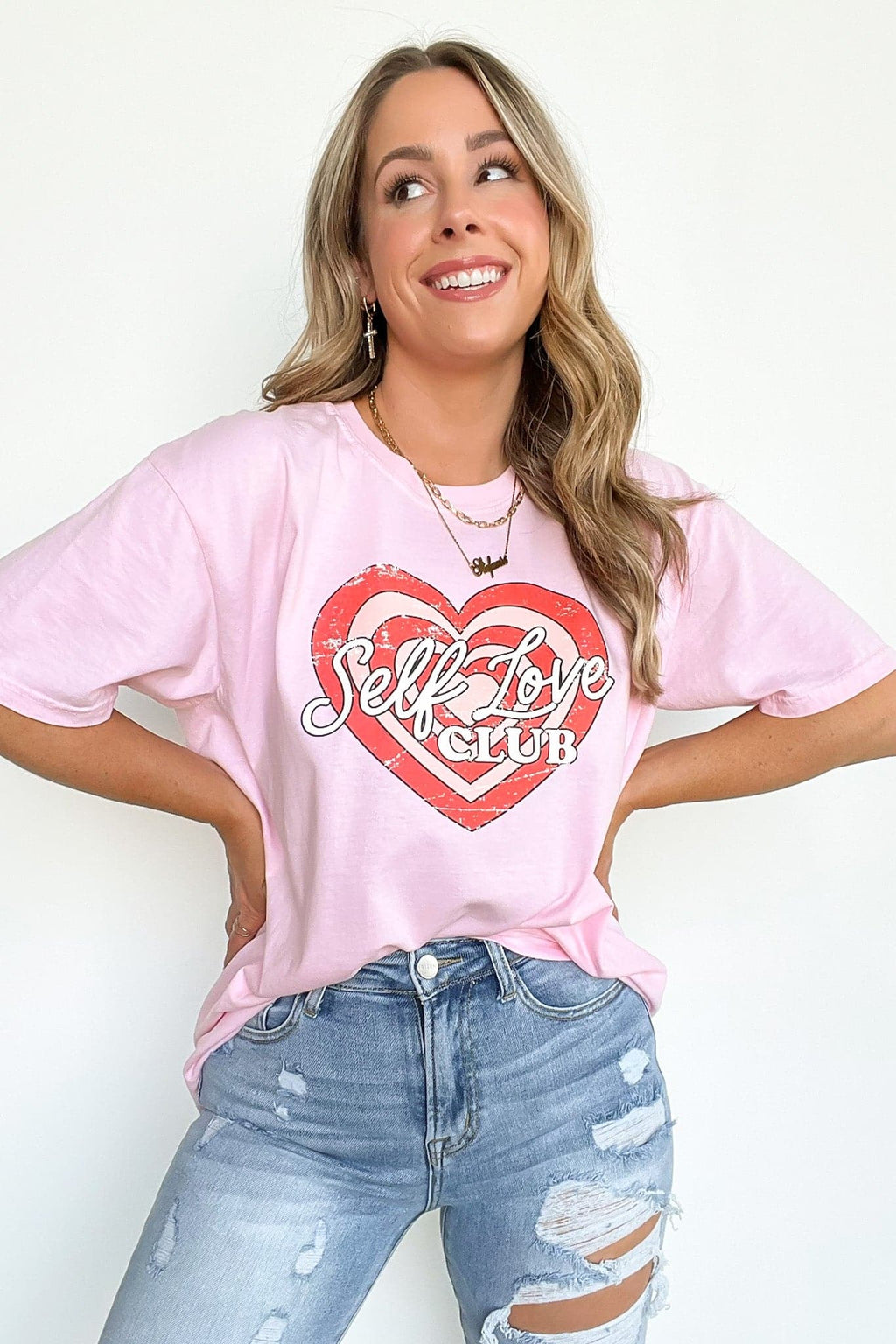  Self Love Club Vintage Relaxed Graphic Tee | CURVE - FINAL SALE - Madison and Mallory