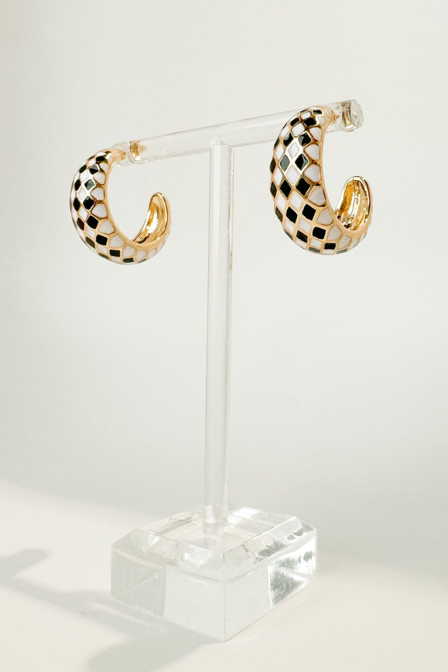 Gold Setting the Trend Checkered Hoop Earrings - BACK IN STOCK - Madison and Mallory