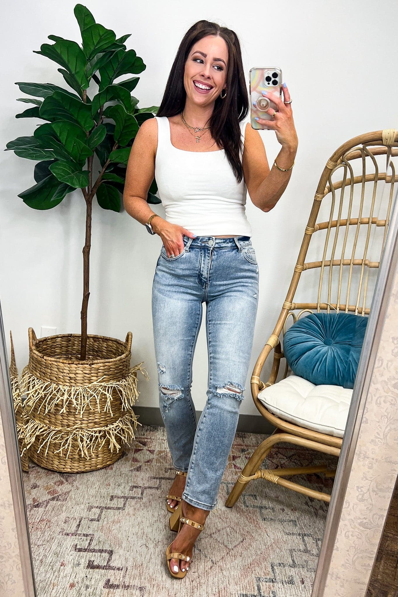  Sharna Mid Rise Distressed Straight Leg Jeans - BACK IN STOCK - Madison and Mallory