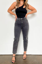 1 / Black Shaynna High Waist Washed Straight Leg Jeans - FINAL SALE - Madison and Mallory